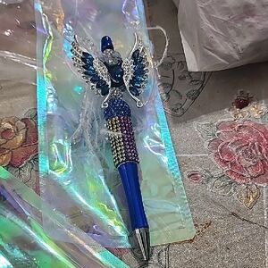 Blue Angel Wing Pen with Rhinestones
